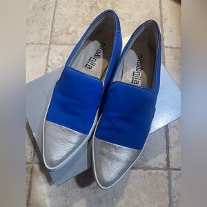 Blue and Silver Slip-On Shoes